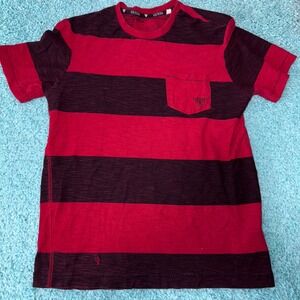 GUESS Kids Striped‎ T-Shirt Red & Black Short Sleeve Pocket Tee Top